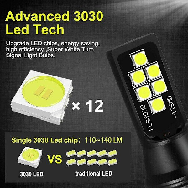 2x Hb4 9006 led-sumuvalolamppu Advanced 3030 Smd päiväajo Drl-lamppu, valkoinen 6000k