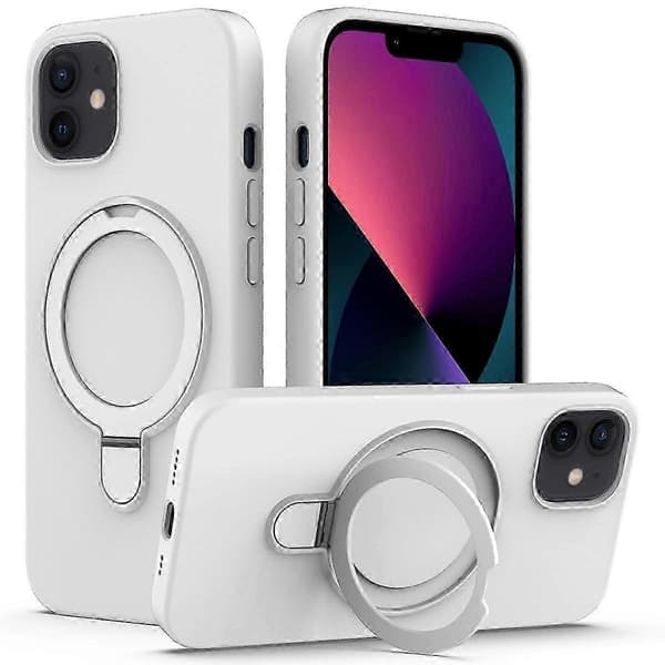 Magnetisk deksel til iPhone 11 med ringstativ PC+Silikon Fallsikkert telefondeksel Sti Style A
