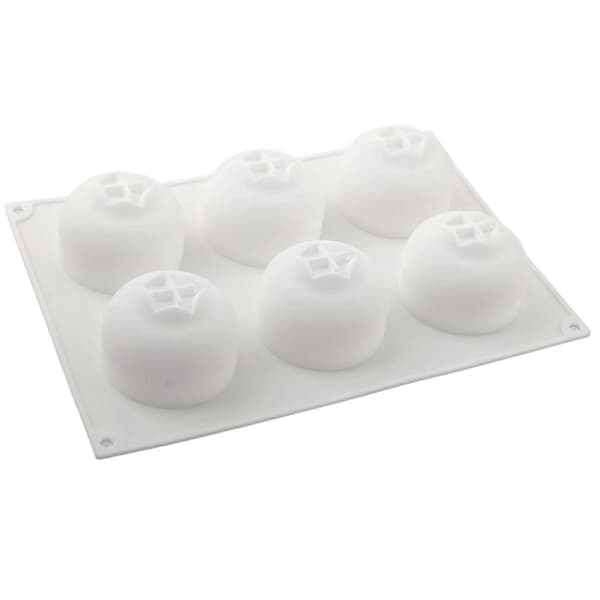 6-hulls silikonbakeform, matkvalitets varmebestandig blåbærformet form for baking White