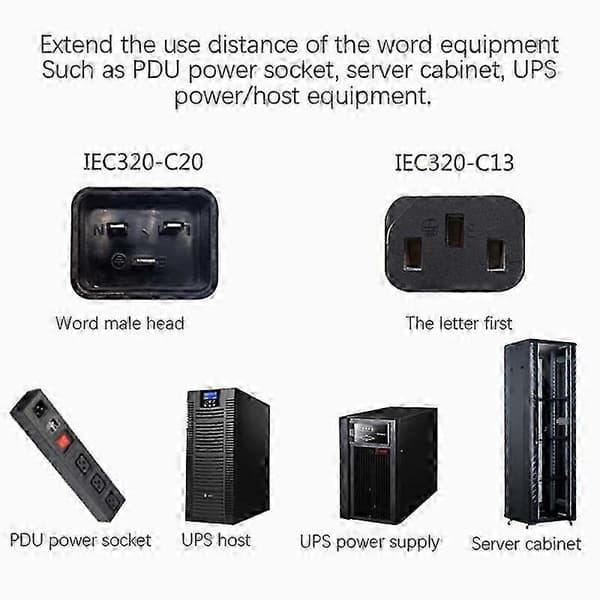 1,8M IEC 320 C13 til C20 strømkabeladapter for PDU UPS svart