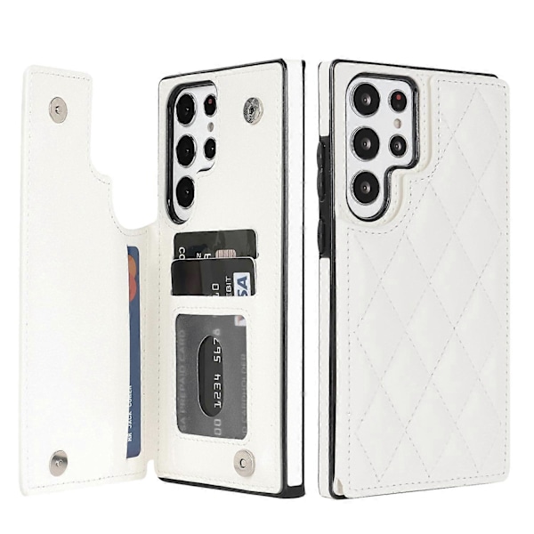 Plånboksfodral för Samsung Galaxy S24 Ultra, PU-läder Magnetiskt Flippskydd Stötsäkert med Kortfack Kickstand, RFID-blockering White For Galaxy S24 Ultra