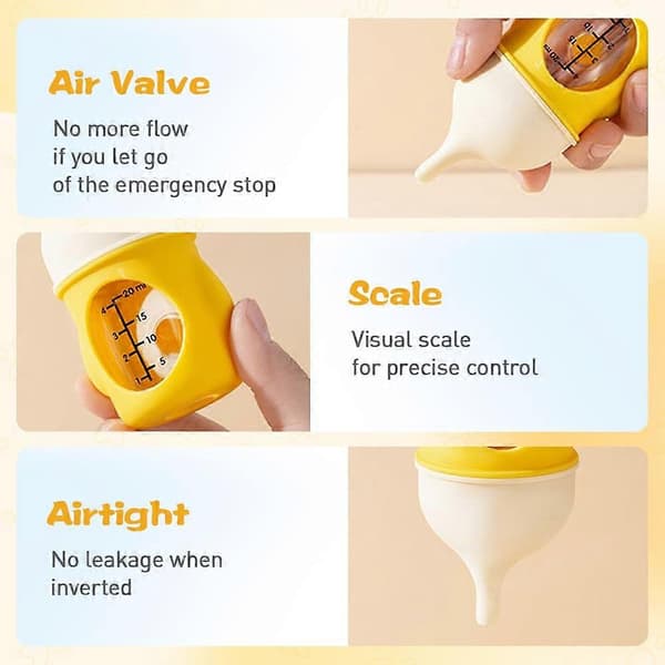 Biomimetisk Anti-Kvælnings Mælkeflaske til Kæledyr, Kæledyrsfoderflaske med Skala til Nyfødte Hvalpe og Killinger Yellow 80ml