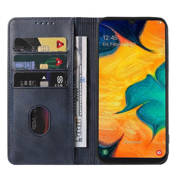 Magnetiskt läderfodral för Samsung Galaxy A30, A20, M10s Blue