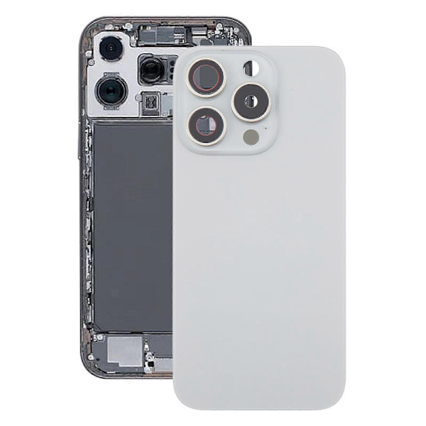 Original batterilucka i glas för iPhone 16 Pro Silver
