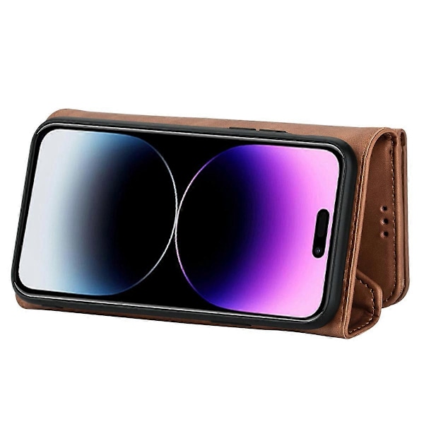 N.BEKUS Til iPhone 15 PU Læder Lynlås Lomme Pung Etui Telefon Stand Cover med Kort+Lang Rem Multicolor Style F
