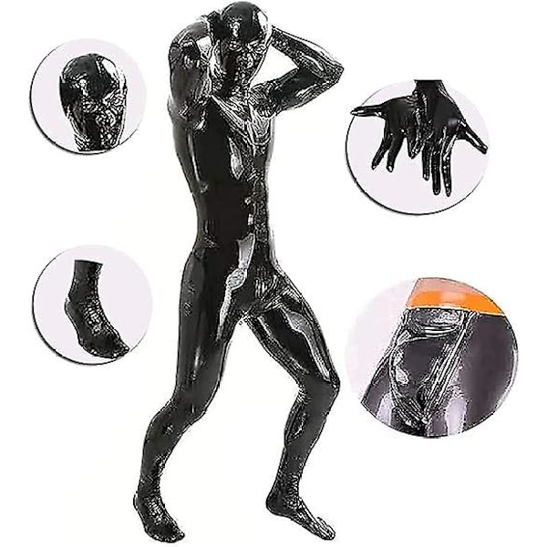 Seksikäs alusasu miesten kiiltävästä lakatusta nahasta valmistettu haalari Koko vartalon muotoilu Bodysuit Vanki Cosplay-asu Lateksi Bodysuit M