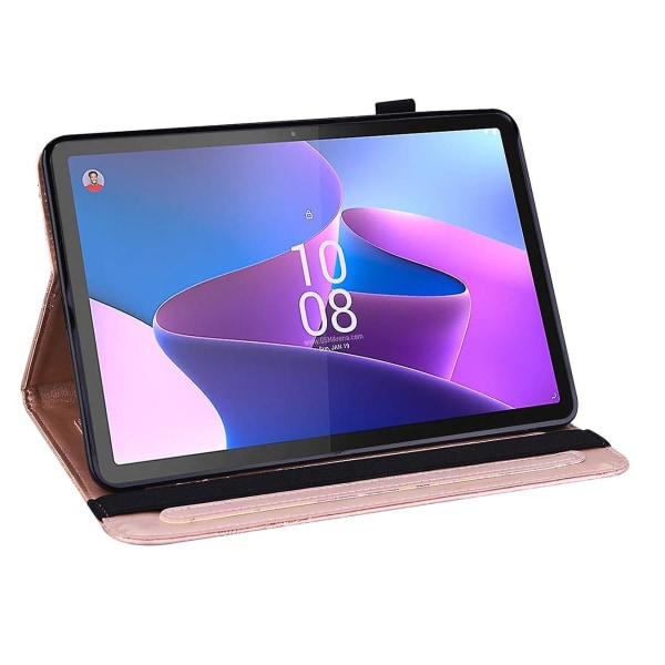 Til Lenovo Tab P11 Gen 2 prægning Dropsikkert tabletcover PU læder pungetui med stativ Rose Gold