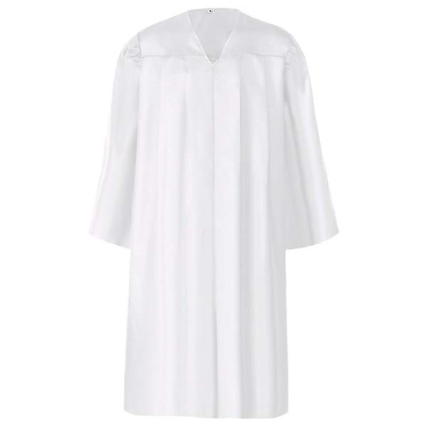 Unisex matt examensklänning för gymnasiet, körrockar för kyrkan, domaredräkter kostym Halloween kostym - vit M