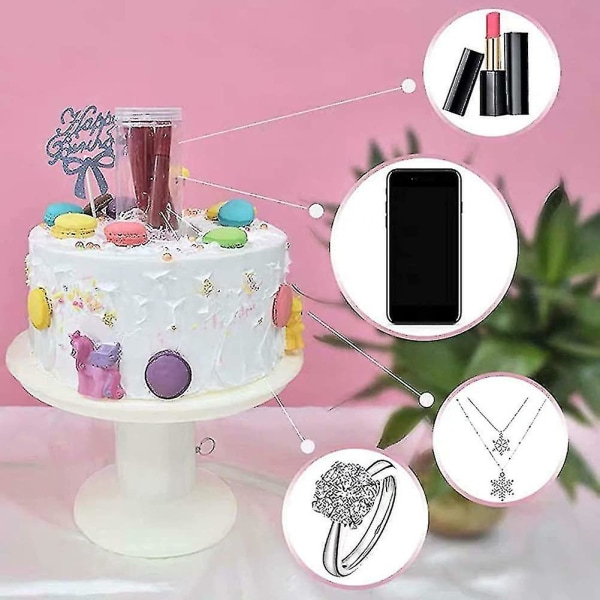 2 i 1 Surprise Popping Cake Stand Barnfödelsedagstårthållare med dragring