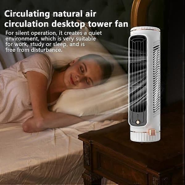 Stille søjleventilator, køler, klimaanlæg, tårnventilator, 3 hastigheder, USB genopladelig, grøn