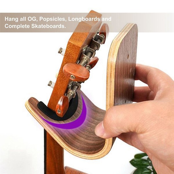 Gitarr Skateboard Vägghängare Unik Design Böjd Trä Gitarr Hängare Väggmontering Gitarrhållare Akustisk Gitarr Tillbehör