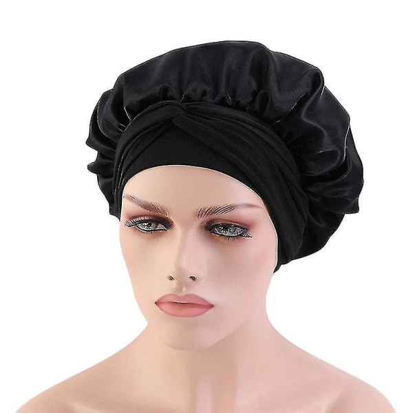 Silke Bonnet Satin Bonnet For Sove Bonnet Med Tie Band Natthette Green