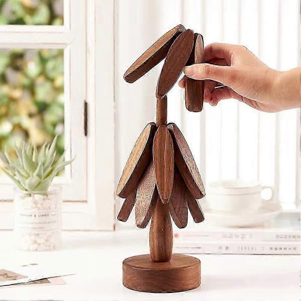 Träunderlägg för varma rätter Trä hopfällbart underlägg Träd för varma rätter Walnut A