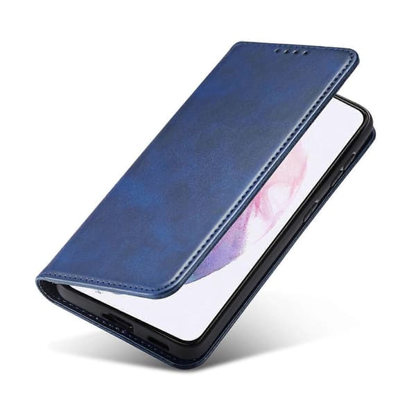 Magnetisk horisontal flip-deksel i lær til Samsung Galaxy A70 Blue