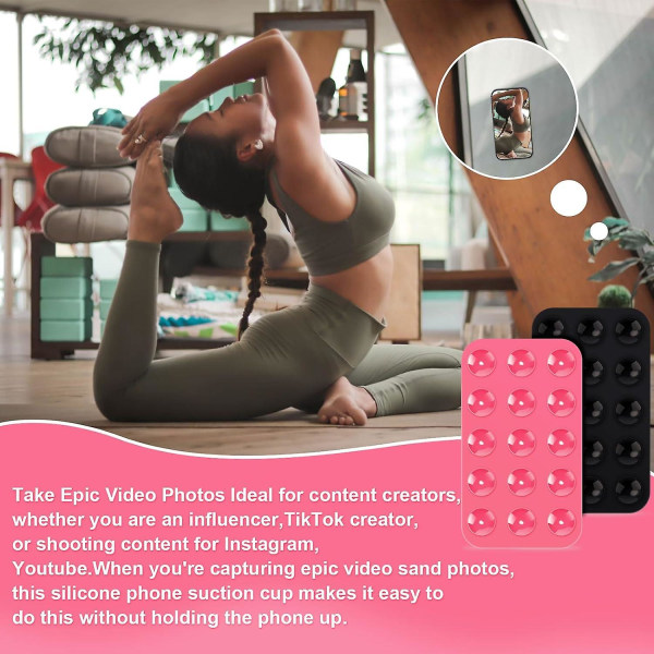 6 stk silikonsugetelefonveske selvklebende feste, silikontelefonveskeholdermatte for selfies og videoer, Anti-skli håndfri telefonholder red