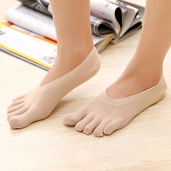 3 par femfingrar tåstrumpor No Show Kompression Andas halkfri Low-Cut Liner Spacer Båtstrumpor Heltå Yogastrumpor för kvinnor