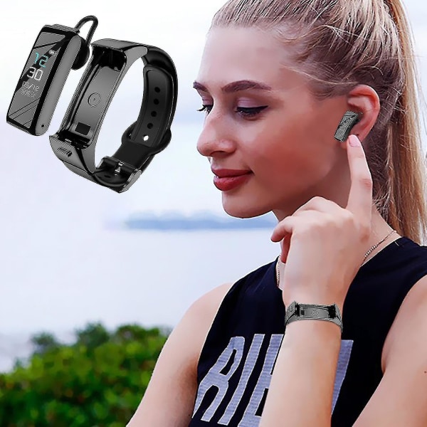 B6 Smart Armband Bluetooth Headset 2-i-1 Pulsmätare för män och kvinnor Sportklocka Watch