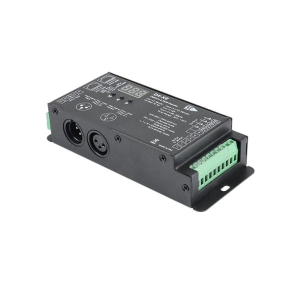 4CH D4-XE DMX-avkodarkontroll PWM flimmerfri dimning 12V-36V Digital Display 2000Hz 500HZ för RGB LED-ljus Black