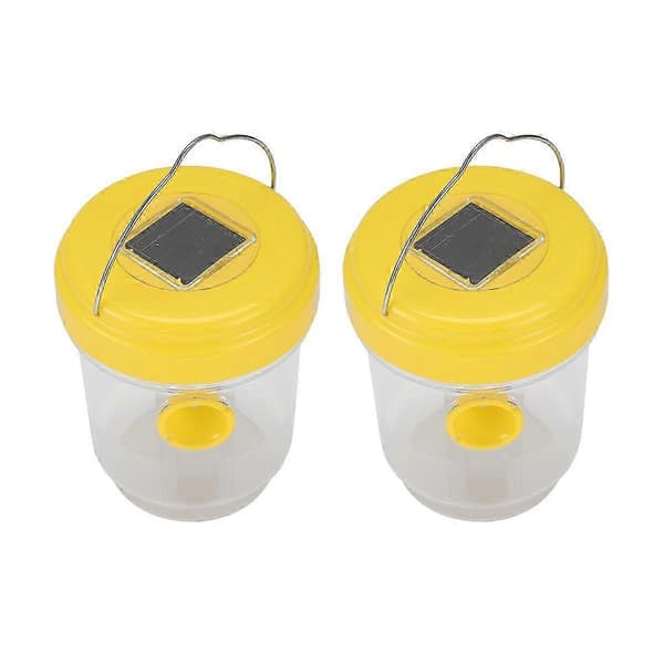 2-pack solcellsgetingfälla för utomhusbruk, hängande getingfångare med ljus för getingar, bålgetingar, bi-utgåva 0709