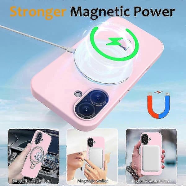 PC + silikone telefoncover med MagSafe-stativ, kompatibel med iPhone 16