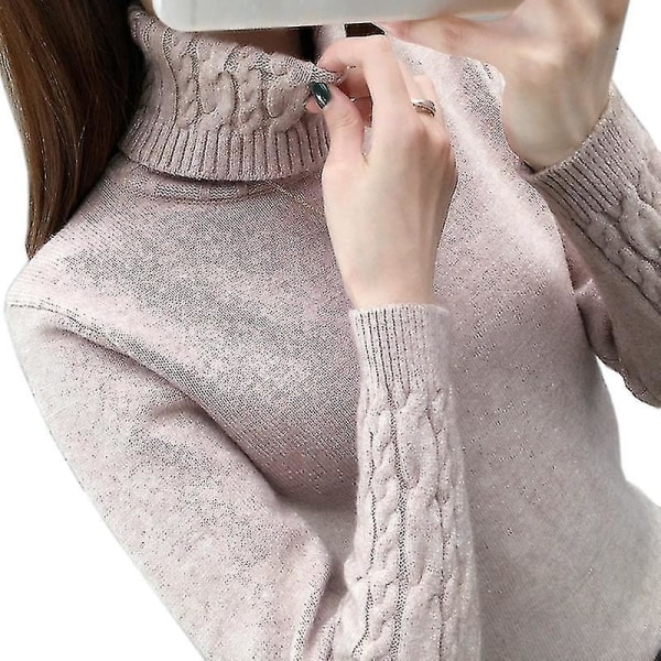 Dame sweater rullekrave pullovere efterår vinter sweatere Ny 2022 lange ærmer tyk varm kvinde sweater Khaki Black L