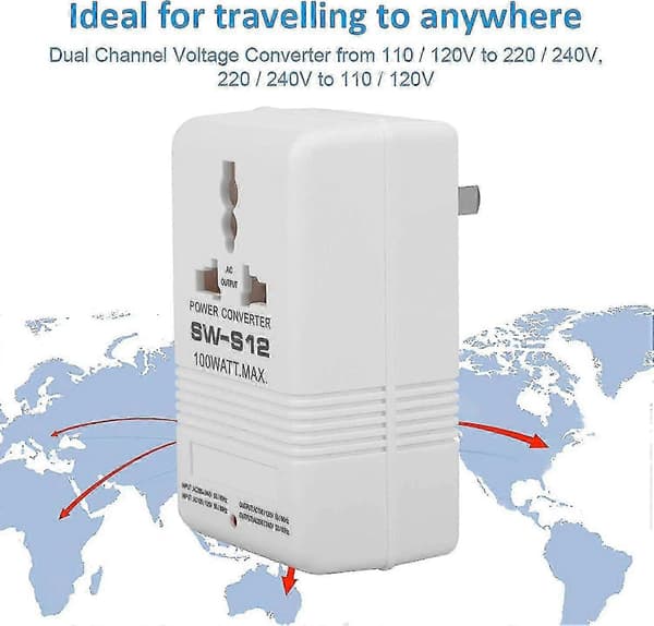 Trin op-konverter til europæisk rejse 100W 110V til 220V transformer