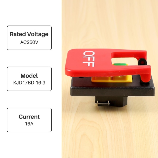 Av-på Röd cover Nödstoppsknappströmbrytare 16a -av/underspänningsskydd Elektromagnetiskt Photo Color