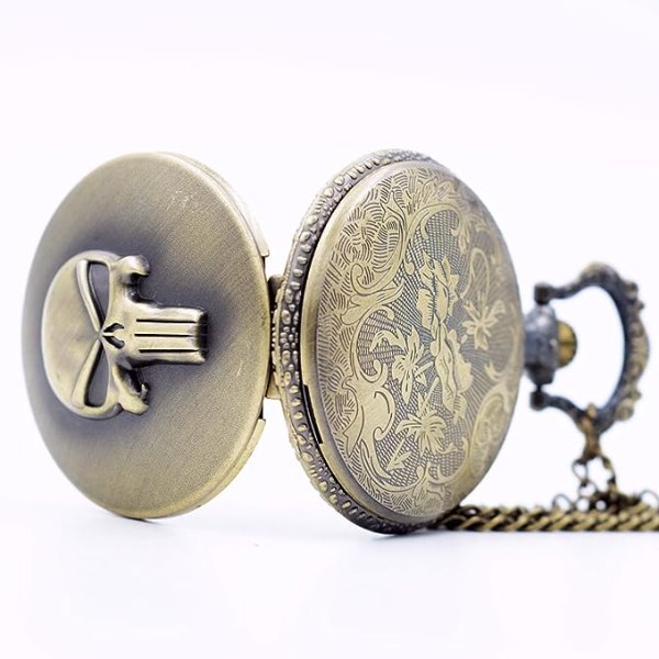 Halsband med 3D-borstad bronseffekt med watch i kvarts - på 32 tum/80 cm kedja