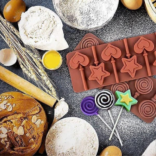 Lollipopform i silikon, sjokoladeform, typisk rund 1 stk brun