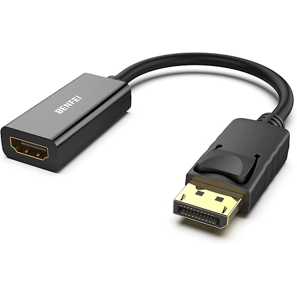 Displayport til HDMI-adapter Benfei Dp (DisplayPort) hann til HDMI hunn-konverter med lyd for Lenovo Dell Hp Asus og andre merker (dp til HDMI)