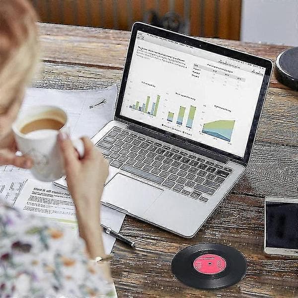 Pladeunderlag til drinks, nyhed 6 stk. vinylpladeunderlag, effektiv beskyttelse af skrivebordet
