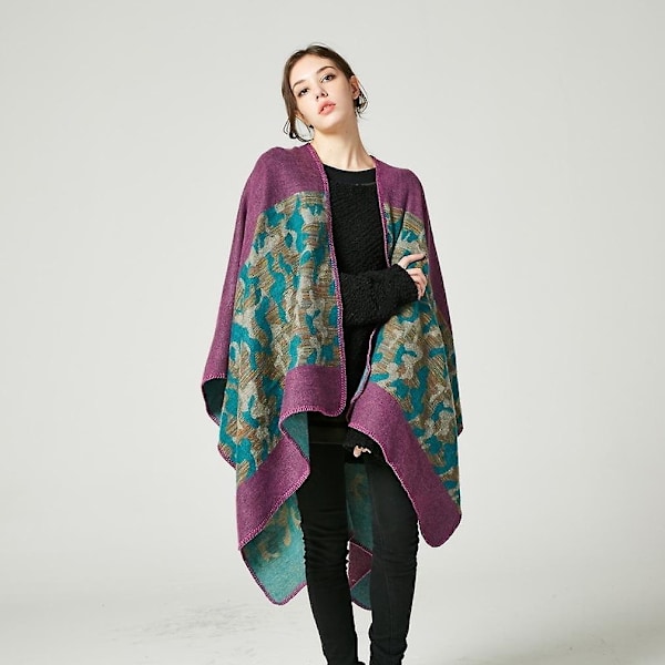 Violetti Camouflage Poncho Peitto Huivi Kääre Cardigan Takki Kasmirmir Tuntuma
