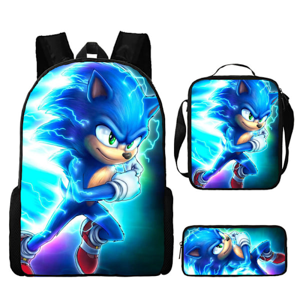 Sonic koululaukku lapsille, eväskassi, penaali kolmen setti - varastossa 28