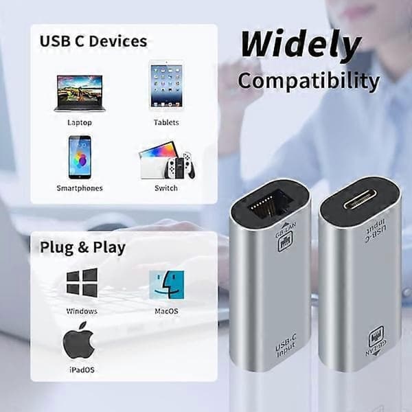 Poyiccot USB C - Ethernet -sovitin Gigabit, RJ45 Naaras - USB C Naaras -sovitin, USB C - RJ45 -sovitin