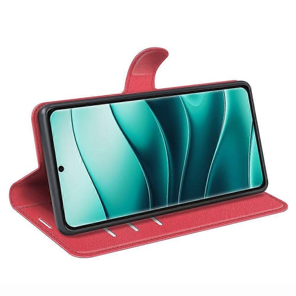 För Xiaomi Redmi Note 14 Pro Plus(+) 5G Fodral Litchi Textur Stötsäkert Läder Plånbok Telefonfodral Red