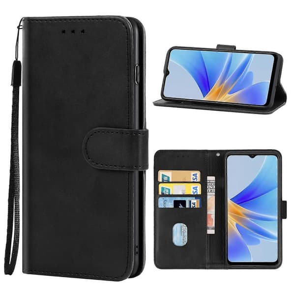 Læder telefoncover til OPPO A17 Black