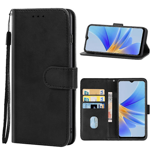 Lærtelefondeksel til OPPO A17 Black