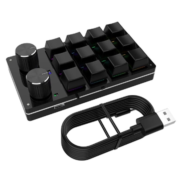 Kabel USB Macro Mini Tangentbord 12 tangenter 2 Knopp Programmering Tangentbord Hot-swap Anpassning Spel Meka Black