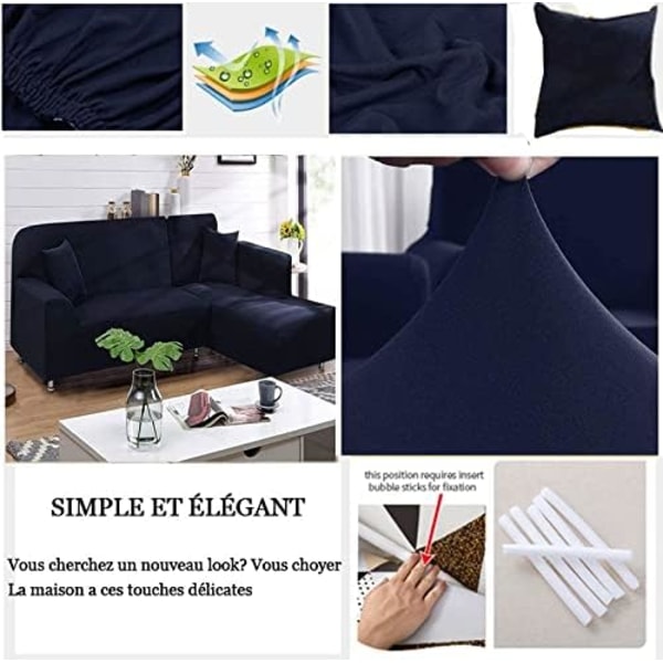 (190-230cm) Grått hörnsofföverdrag L-format sofföverdrag stretch så