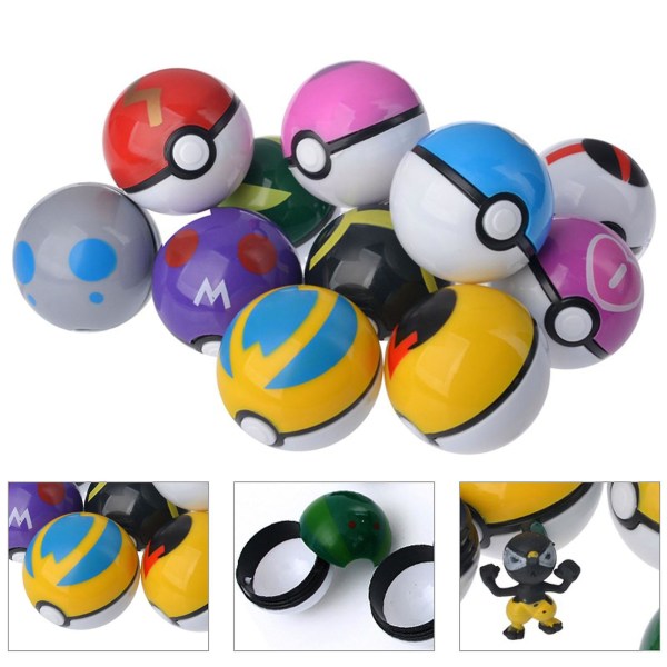 12 kpl / set 4,8 cm Poke Ball herkkä keräily PP Ihastuttava pokeball-lelupakkaus hahmohahmolla lapsille Multicolor