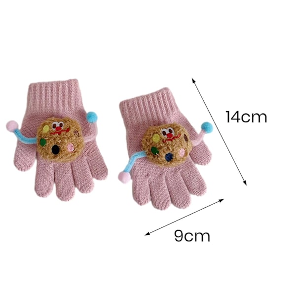 1 Par Barnens Höst Vinter Stickade Vantar Cartoon Cookie Dekoration Pojkar Flickor Vantar Ribbade Manschetter Brown