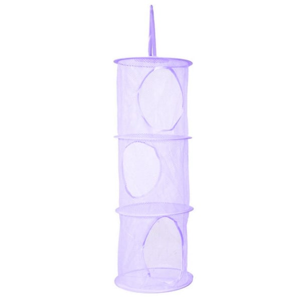 Hängande 3-lagers förvaringskorg Mesh Net Badrum Hem Tidy Organizer Purple