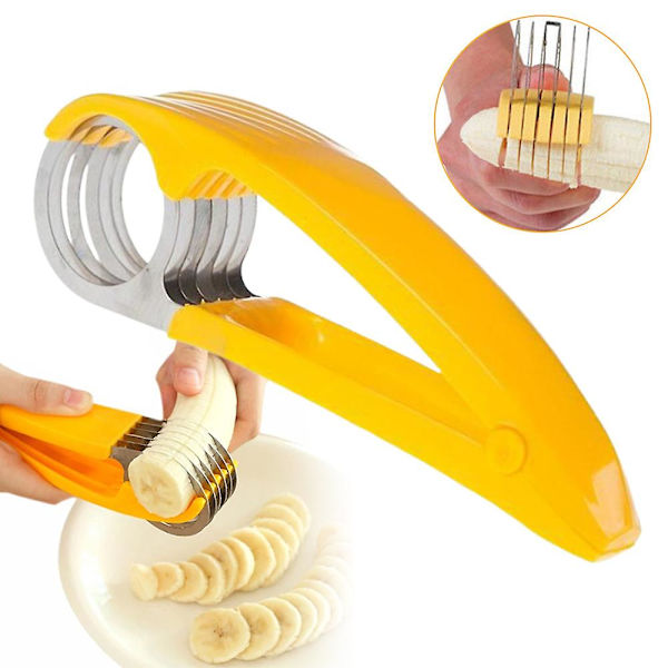 Rostfri manuell matskärare, banans jordgubbsgurka morot äggskärare, handhållen bärbar grönsaksfrukt multifunktionell skärare, snabb måltid 2PCS