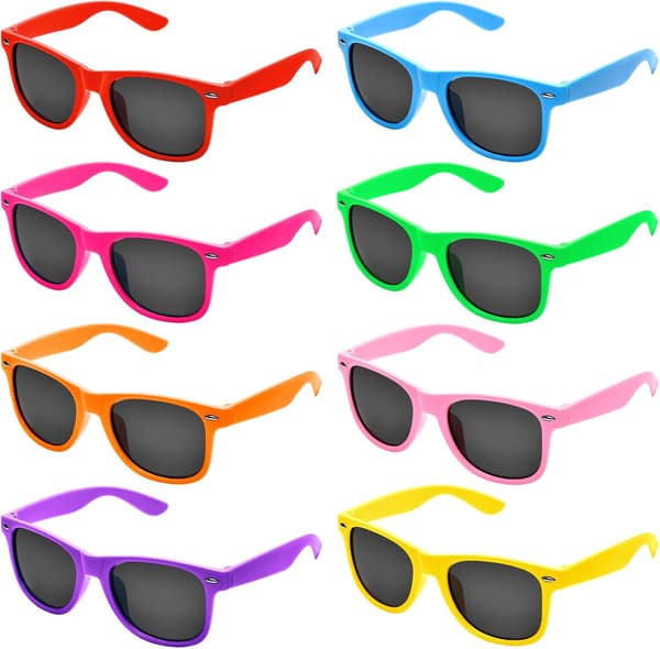 8-pack neonfärgade partyglasögon unisex