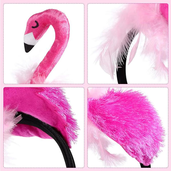 Rosa Flamingo-Hårband Söt Flamingohatt Kreativ Flamingo-Huvudbonad för Halloween Flamingo-Hårband för Kvinnor Karneval Tropisk Fest Hårtillbehör