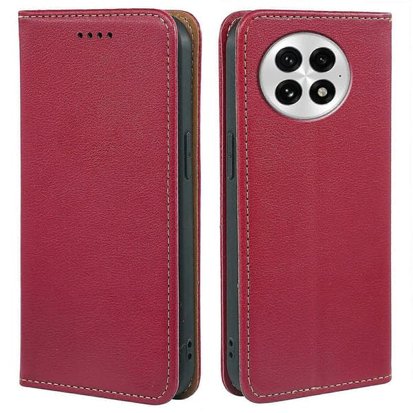 Plånboksfodral i Läder för OnePlus 13 med Stark Magnetisk Stängning Red