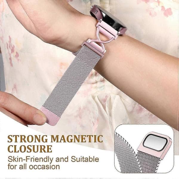 GarminActive 5 Milanese magnetisk ur i rustfrit stål med vivoactive 5 galvaniseret rem Multicolor Rose Pink