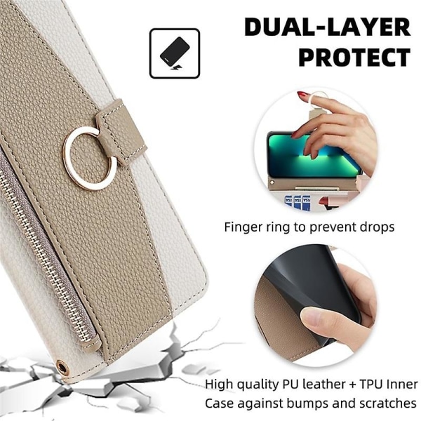 För OnePlus Nord CE 3 Lite 5G/Nord N30 5G Case PU Läder Blixtlås Fickställ Cover White Style B OnePlus Nord CE 3 Lite