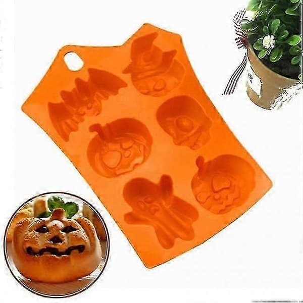 2 stk Halloween silikon bakeformer - gresskar skjeletthode, flaggermus, spøkelsesform - kakeform cupcake sjokoladeform - DIY baking