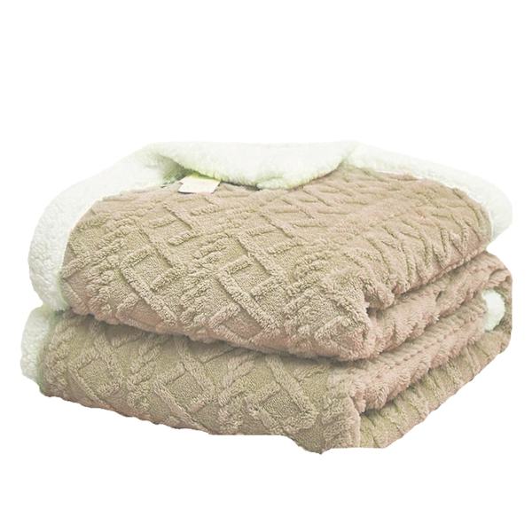 Sherpa Tæppe Dobbelt Lag Tykt Varmt Tæppe Vinter Seng Blød Plys Tæppe Kontor Frokostpause Aircondition Tilbehør QingHai Beige 100cm